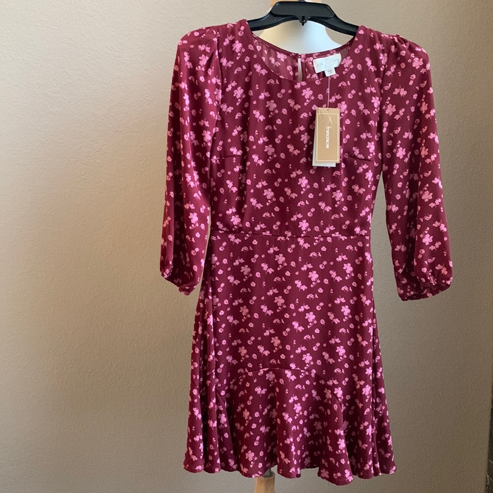 Adorable Maroon Floral Dress